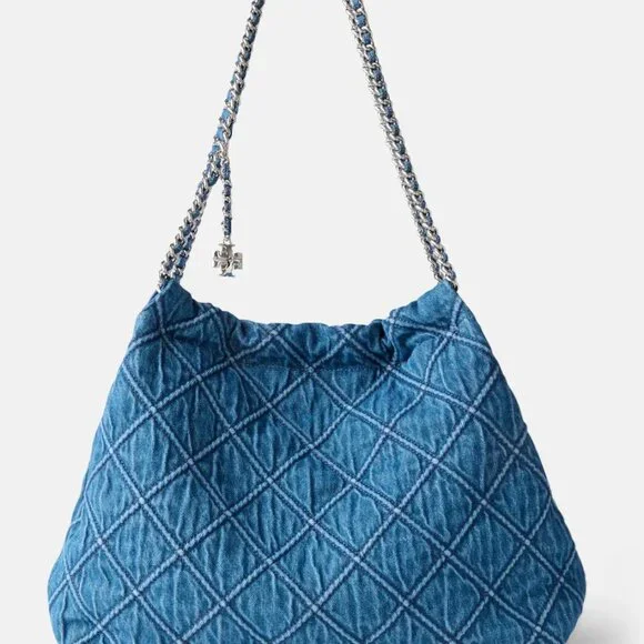 TORY BURCH Fleming Soft Denim Hobo Bag - Picture 1 of 3